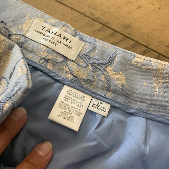Tahari ASL Women's Metallic Jacquard Slim Pants in size petite 0 - Picture 15 of 15